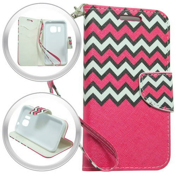 GSA Chevron Flip Wallet Case For Samsung Galaxy S7 - Hot Pink