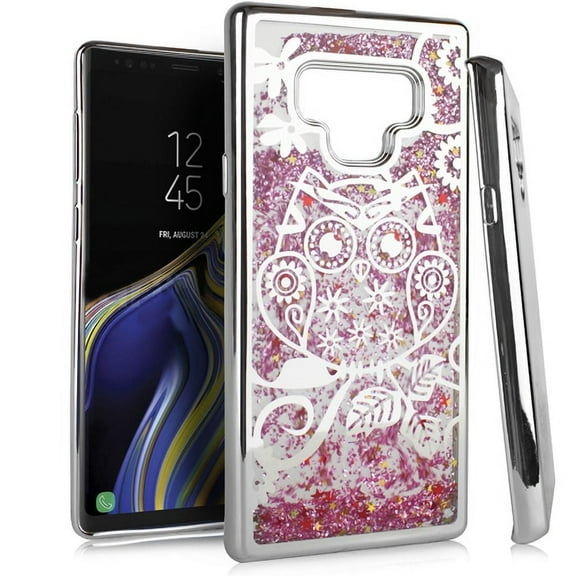 GSA Chrome Glitter Motion Owl For Samsung Galaxy Note 9 N960 Silver