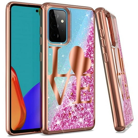 GSA Chrome Liquid Glitter Love Case for Samsung Galaxy A52 5g/4G - Rose Gold
