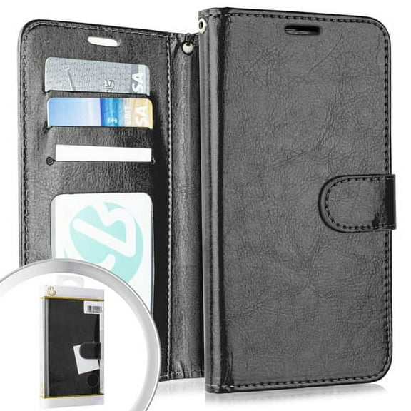 GSA Deluxe Leather Flip Wallet Case for LG K40 - Black