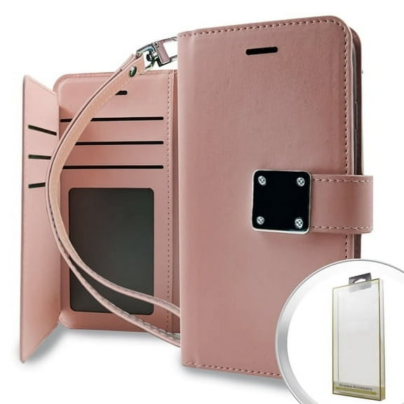 GSA Deluxe Leather Flip Wallet Case for Samsung Galaxy S9 - Rose Gold