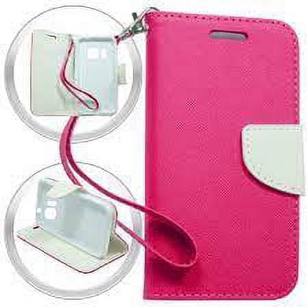 GSA Denim Flip Wallet Case For Samsung Galaxy S7 - Hot Pink/White