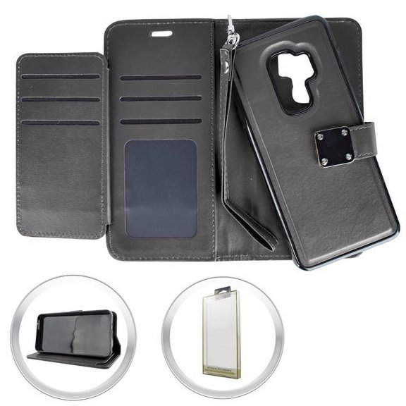 GSA Detachable Flip Wallet Case for Samsung Galaxy S9 Plus - Black