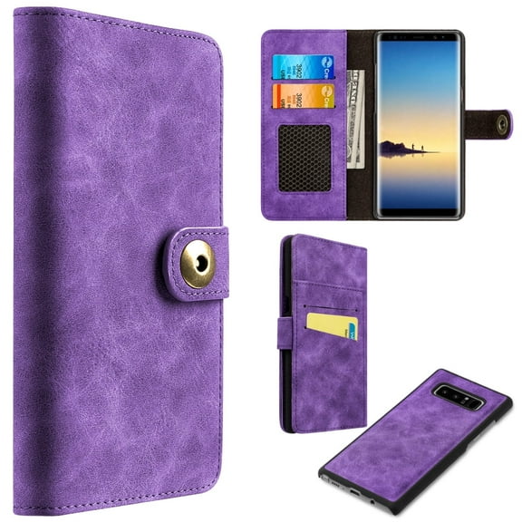 GSA Detachable Magnetic Folio Wallet Case For Samsung Galaxy Note8, Purple