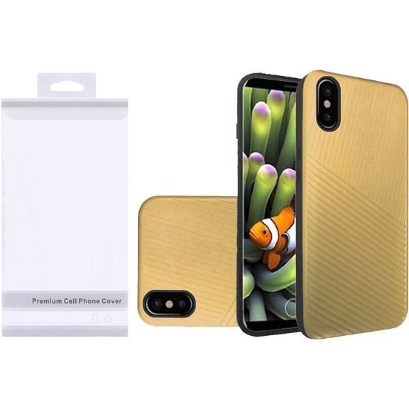 GSA Embossed Lines Hybrid Case For iPhone X, XS (5.8") Gold Black