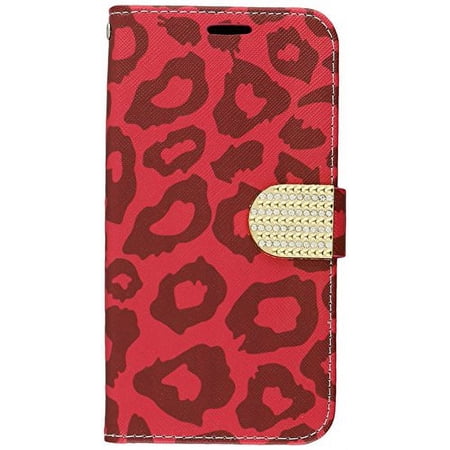 GSA Folio Flip Leopard Wallet Case For Samsung Galaxy S7 Edge - Hot Pink