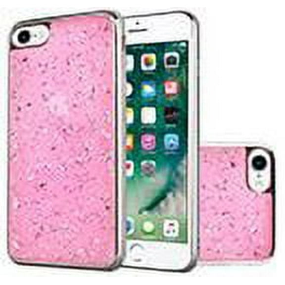 GSA Frozen Glitter Hybrid Case For iPhone SE (2022-20), 8 & 7 - Pink/Silver
