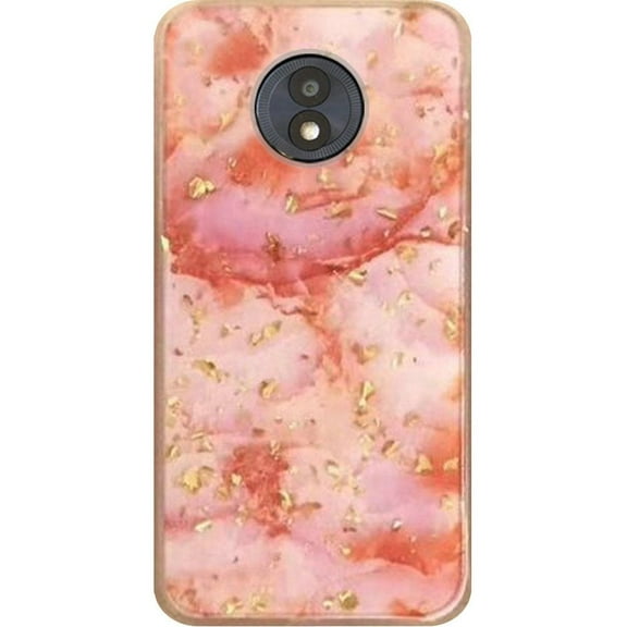 GSA Frozen Gold Glitter Marble Case For Motorola Moto E5 Play/E5 Cruise -Pink