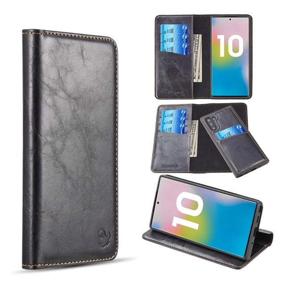 GSA Gentleman Folio Wallet Case for Samsung Galaxy Note 10 (6.3") - Black