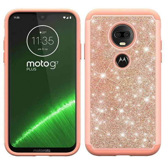 GSA Glitter Bling Candy Case For Motorola Moto G7 Plus - Rose Gold