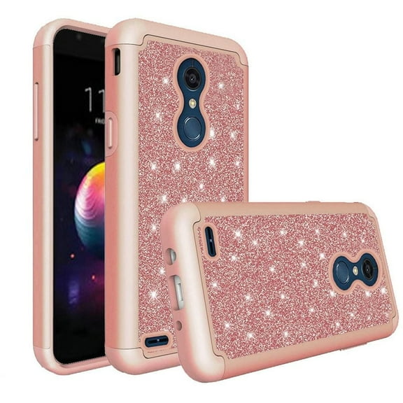GSA Glitter Bling Diamond Tough Hybrid Case Rose Gold For LG K30 LG K10 (2018) LG Phoenix Plus Case, LG Premier Pro LTE Case, LG K10 Alpha