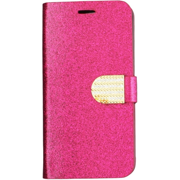 GSA Glitter Bling Flip Wallet Case For iPhone 6 Plus/6s Plus - Hot Pink