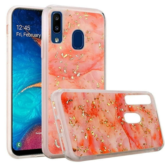 GSA Gold Flake Marble Candy Case for Samsung Galaxy A20/A50 - Coral