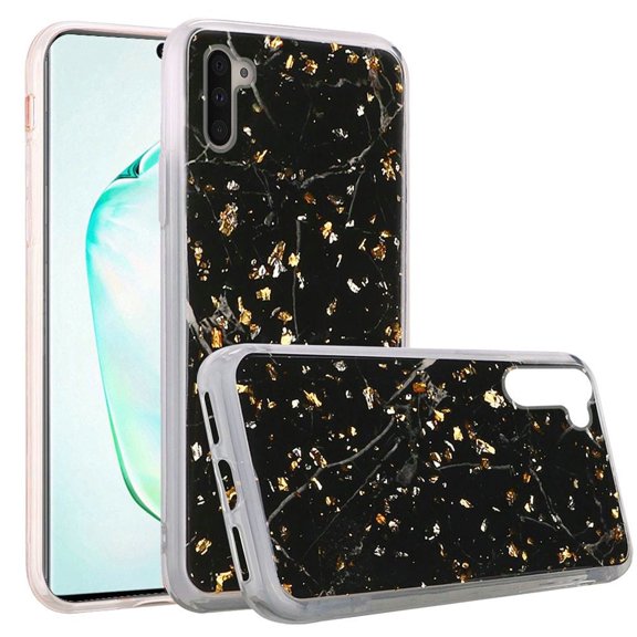 GSA Gold Flake Marble Candy Case for Samsung Galaxy Note 10 (6.3") - Black