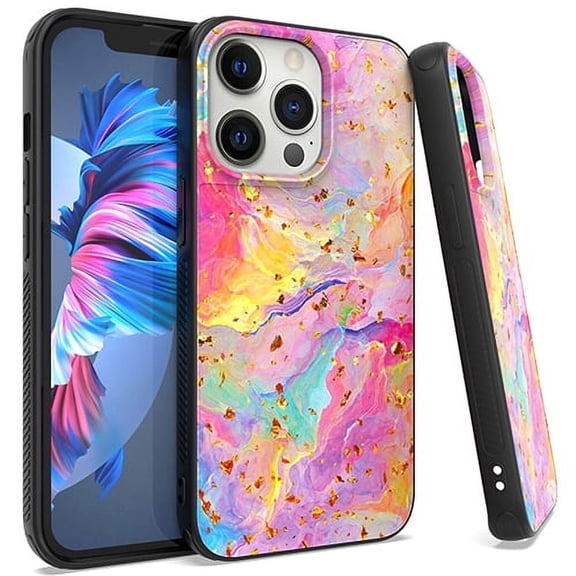 GSA Gold Flake Marble Candy Case for iPhone 13 Pro Max (6.7") - Rainbow