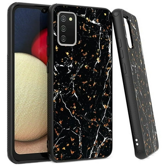 GSA Gold Flake Marble Case for Samsung Galaxy A02s - Black