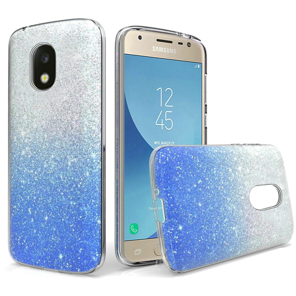 GSA Gradient Glitter Candy Case For Samsung Galaxy J3 (2018), J337, J3 Star, Light Blue