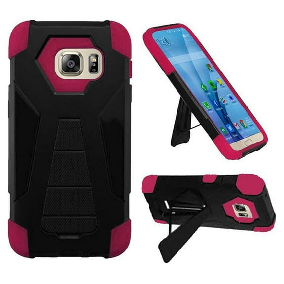 GSA Hexagon Hybrid Kickstand Case For Samsung Galaxy S7 - Black/Hot Pink