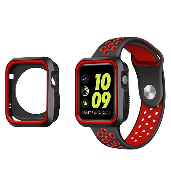 GSA Hybrid Band/Case For iWatch S 1,2,3,4,5& 6 (42MM) - Black/Red