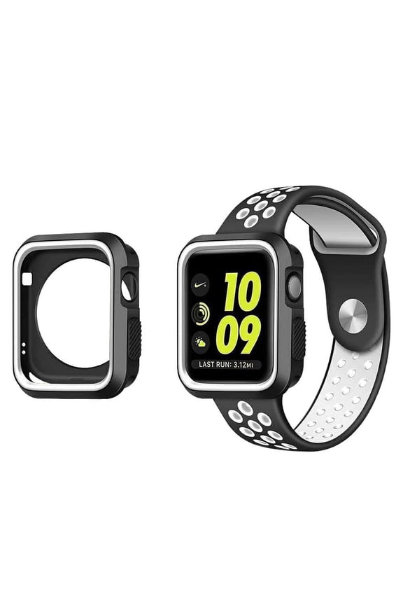 Hybrid Case & Band For iWatch S 3 & 2 (42MM) - Black/White