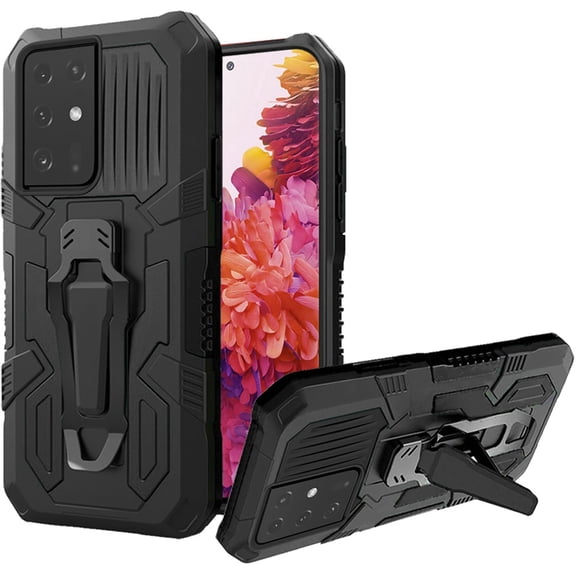 GSA Hybrid Travel Case w/Clip Kickstand for Samsung Galaxy S21 Plus - Black