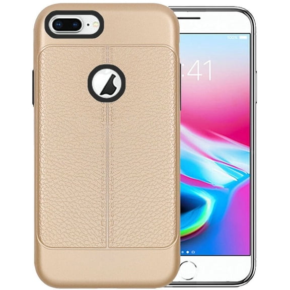 GSA Leather Design Hybrid Case For iPhone 8 Plus/7 Plus/6 Plus/6s Plus - Gold
