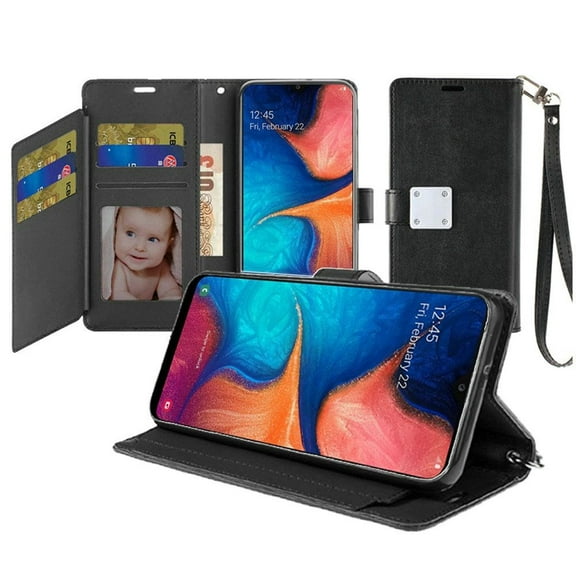 GSA Leather Flip Wallet Case for Samsung A20/A50 - Black