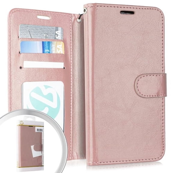 GSA Leather Flip Wallet Case for Samsung Galaxy A20/A50 - Rose Gold