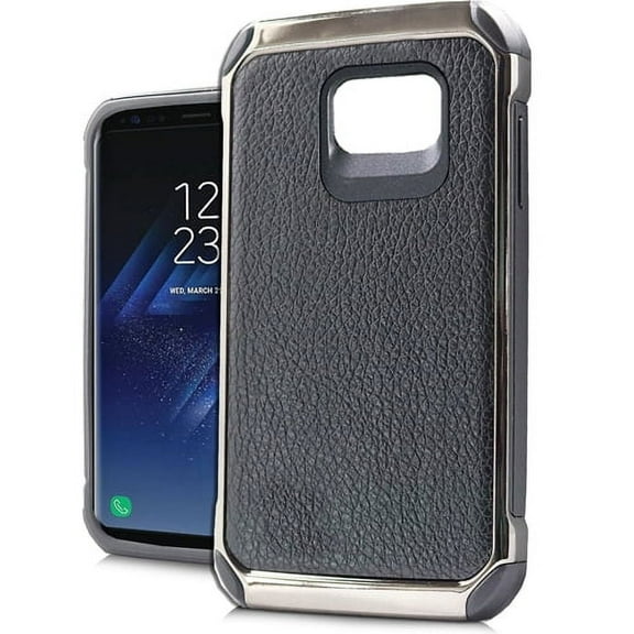 GSA Leather Shock Resistant Chrome Hybrid Case For Samsung Galaxy S8 - Black