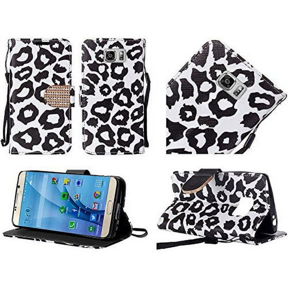 GSA Leopard Flip Wallet Case For Samsung Galaxy S7 - Black/White