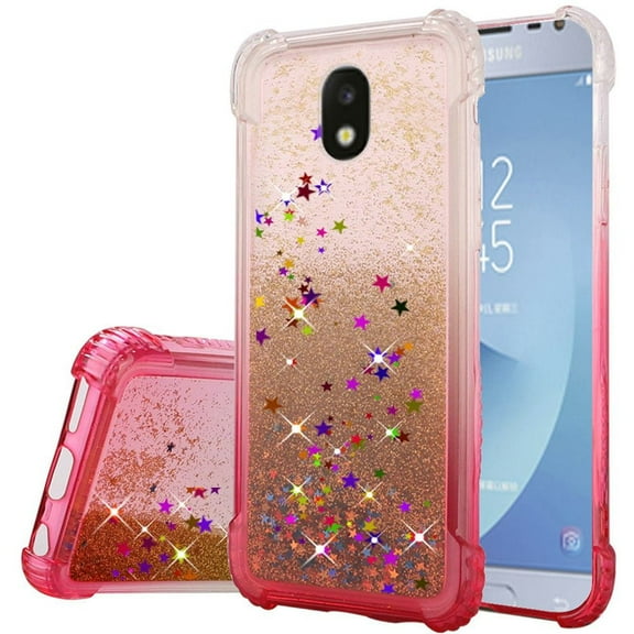 GSA Liquid Glitter Gradient Color Candy Case For Samsung Galaxy J3 (2018), J337 Hot Pink