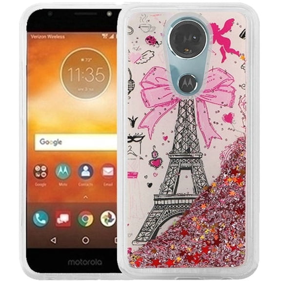 GSA Liquid Glitter Hybrid TPU Case For Motorola Moto E5 Supra E5 Plus Paris Pink