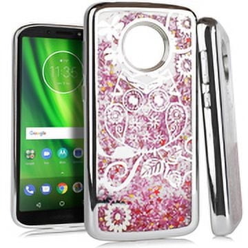 GSA Liquid Glitter Owl Candy Case For Motorola Moto E5 Cruise/E5 Play - Silver