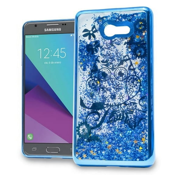 GSA Liquid Glitter Owl Candy Case For Samsung Galaxy J3 (2017), J327 - Blue