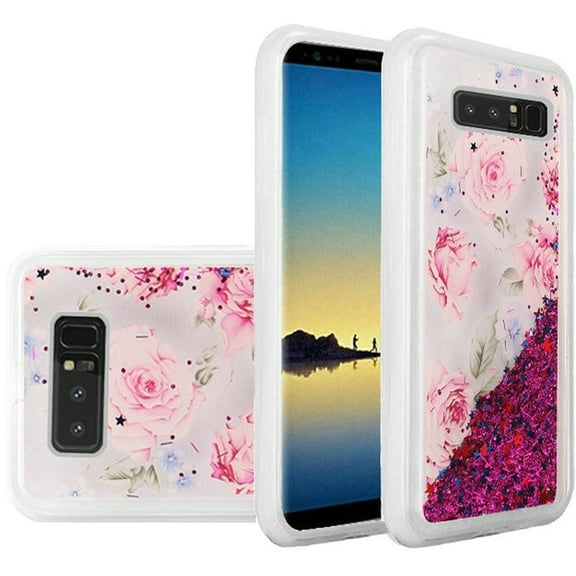 GSA Liquid Quicksand Glitter Case for Samsung Galaxy Note 8 Antique Flower