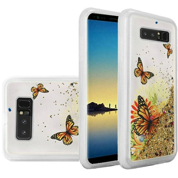 GSA Liquid Quicksand Glitter Case for Samsung Galaxy Note 8 Gold Butterfly