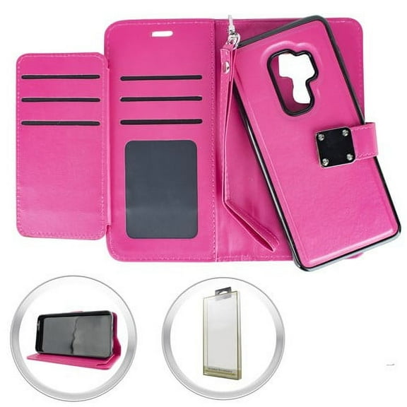 GSA Lux Detachable Flip Wallet Case for Samsung Galaxy S9 Plus - Hot Pink
