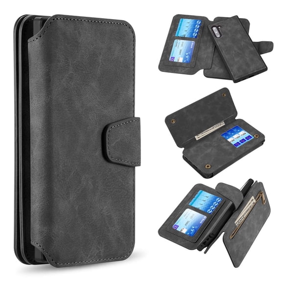 GSA Luxury Detachable Wallet Case for Samsung Galaxy Note 10 (6.3") Black