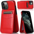 thumbnail image 1 of GSA Luxury Vertical Card Holder Leather Case For iPhone 12 Pro Max (6.7") - Red, 1 of 3