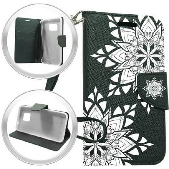 GSA Mandala Flip Wallet For Samsung Galaxy S7 Edge G935 Black White