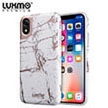 GSA Marble Hybrid Case for the Apple iPhone XR - White/Rose Gold