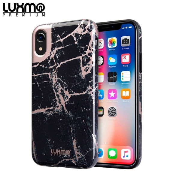 GSA Marblicious Marble Shine UV Coated TPU Case For iPhone XR- Black Marble