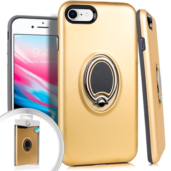 GSA Metallic Hybrid Case Magnet Ring for iPhone SE (2022-20), 8 & 7 - Gold