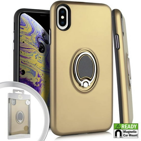 GSA Metallic Hybrid Case with Ring Stand For iPhone XS Max (6.5") - Gold