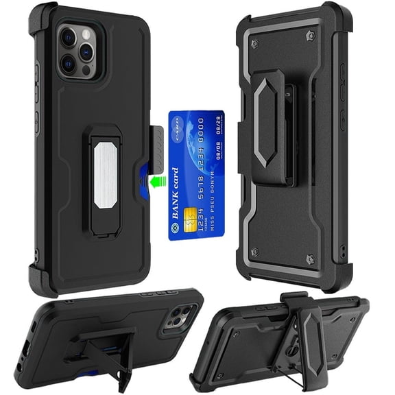 GSA Multi Function Holster Cards Magnetic Case for iPhone 13 Pro BLACK