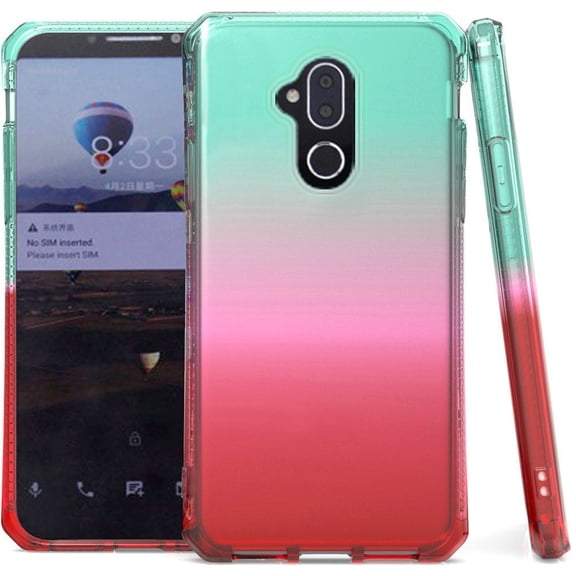 GSA Premium Gradient Shockproof Case For Alcatel 7 Folio - Red/Teal