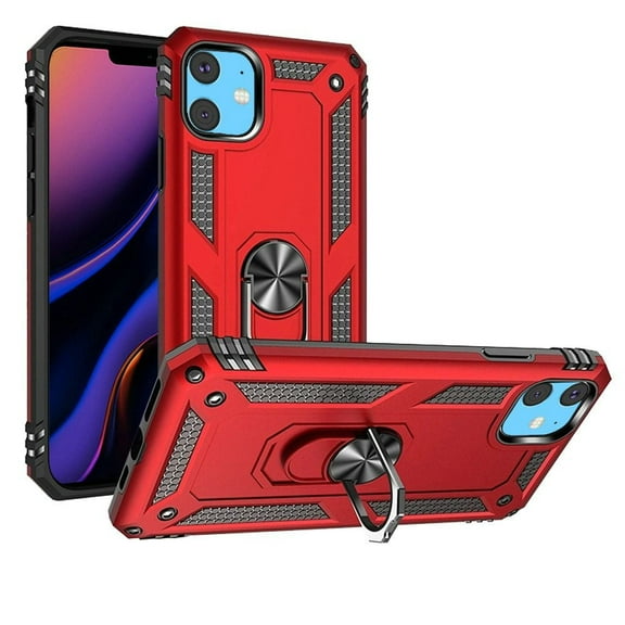 GSA Ring Magnetic Kickstand Hybrid Case Cover For iPhone 15 - Red