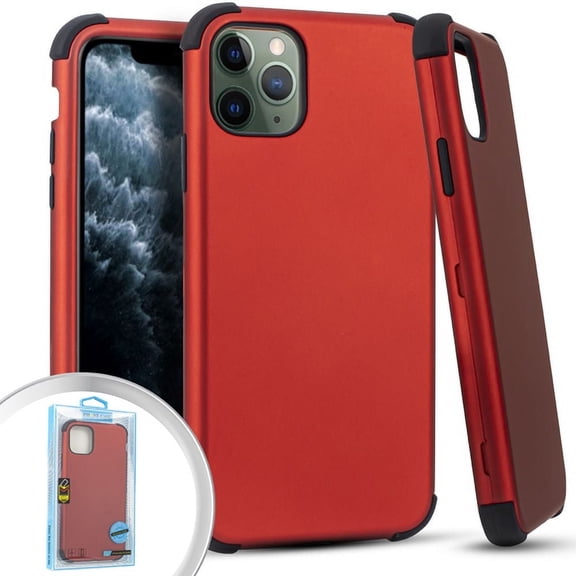 GSA Rubberized Shockproof Snap On Case For iPhone 11 Pro (5.8") Red Black