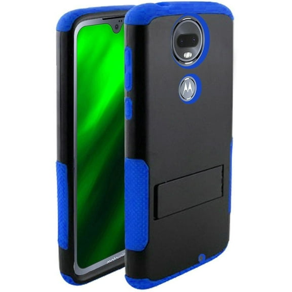 GSA Rugged Hybrid Case w/Kickstand for Motorola Moto G7 Power & Supra Black/Blue