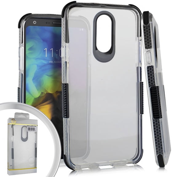 GSA Side Spine 2 Heavy Duty Soft Flexible Case for Lg Q7 Plus Q7 Black